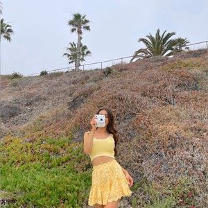 Aeropostale Yellow Floral Mini Skirt